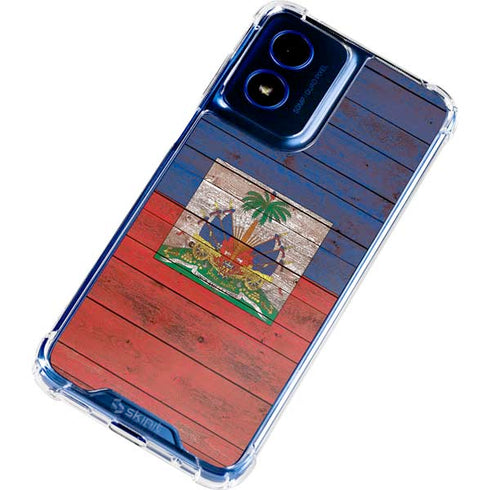 Haiti Flag Dark Wood Moto G 5G (2024) Clear Case